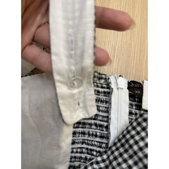 Quince Black Gingham European Linen Scoop Neck Xs Midi Dress 2301 - Picture 8 of 10